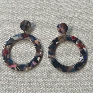 Geometric Rainbow Tortoise Resin Earrings